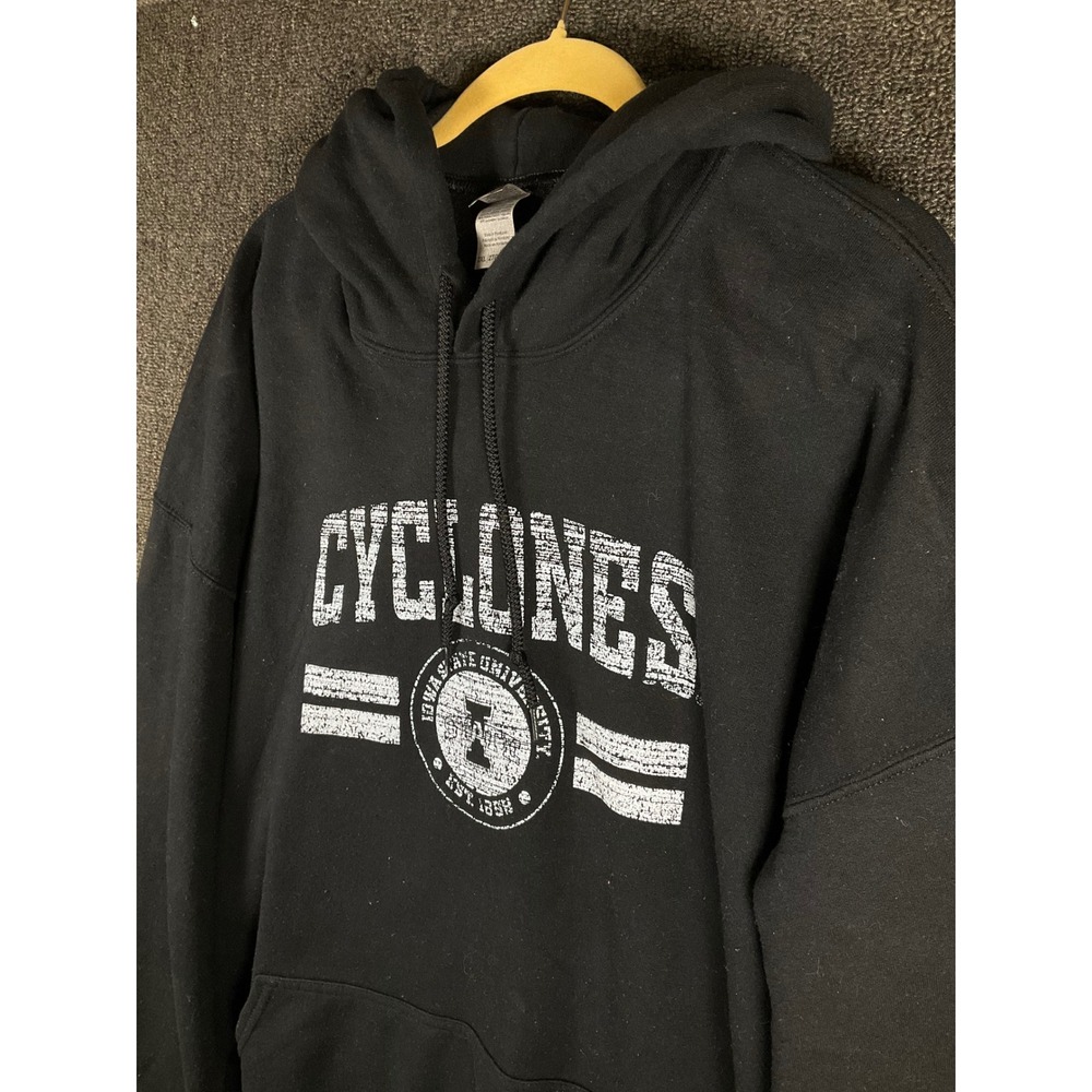 Gildan Iowa State University Cyclones Hoodie Mens 2XL Black Distressed Graphic